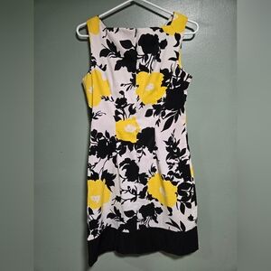 Dressbarn Black and White Sheath Midi Dress V-neck Sleeveless